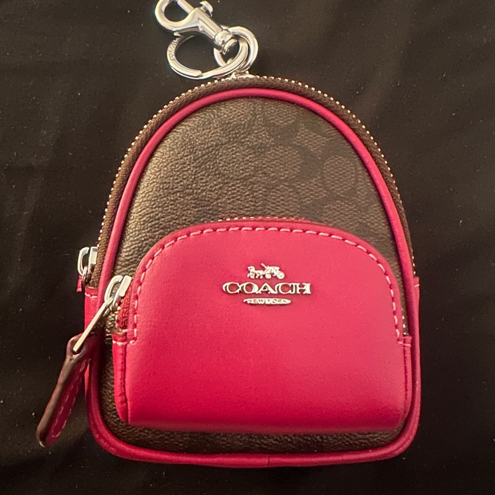 Coach Signature Canvas Mini Bag Charm Keychain